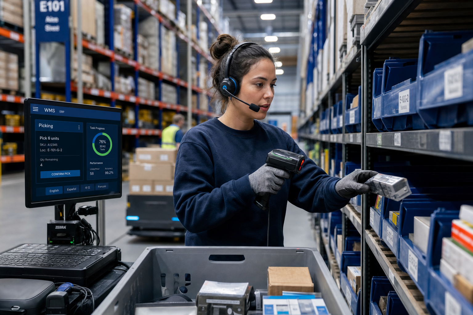 Voice picking software in magazijn